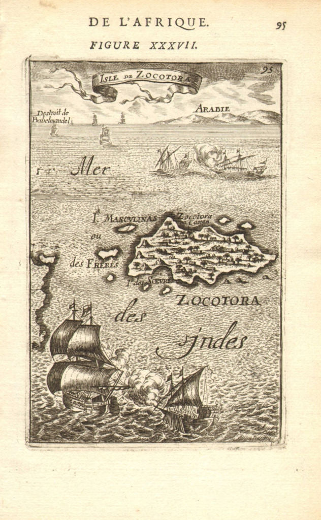 SOCOTRA ISLAND. 'Isle de Zocotora'. Indian Ocean. Bab-el-Mandeb. MALLET 1683 map
